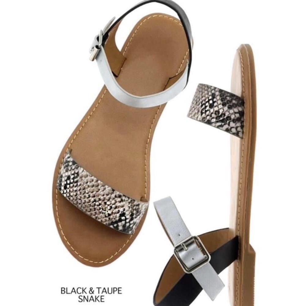 Pierre Dumas Taupe and Snake Sandals